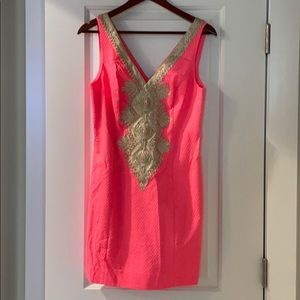 Lily Pulitzer hot bright peach/pink mini dress